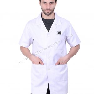 Lapel Notch Long Lab Coat