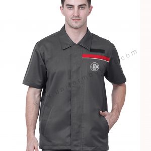 Dark Timber Green Shirt With Red & White Trims